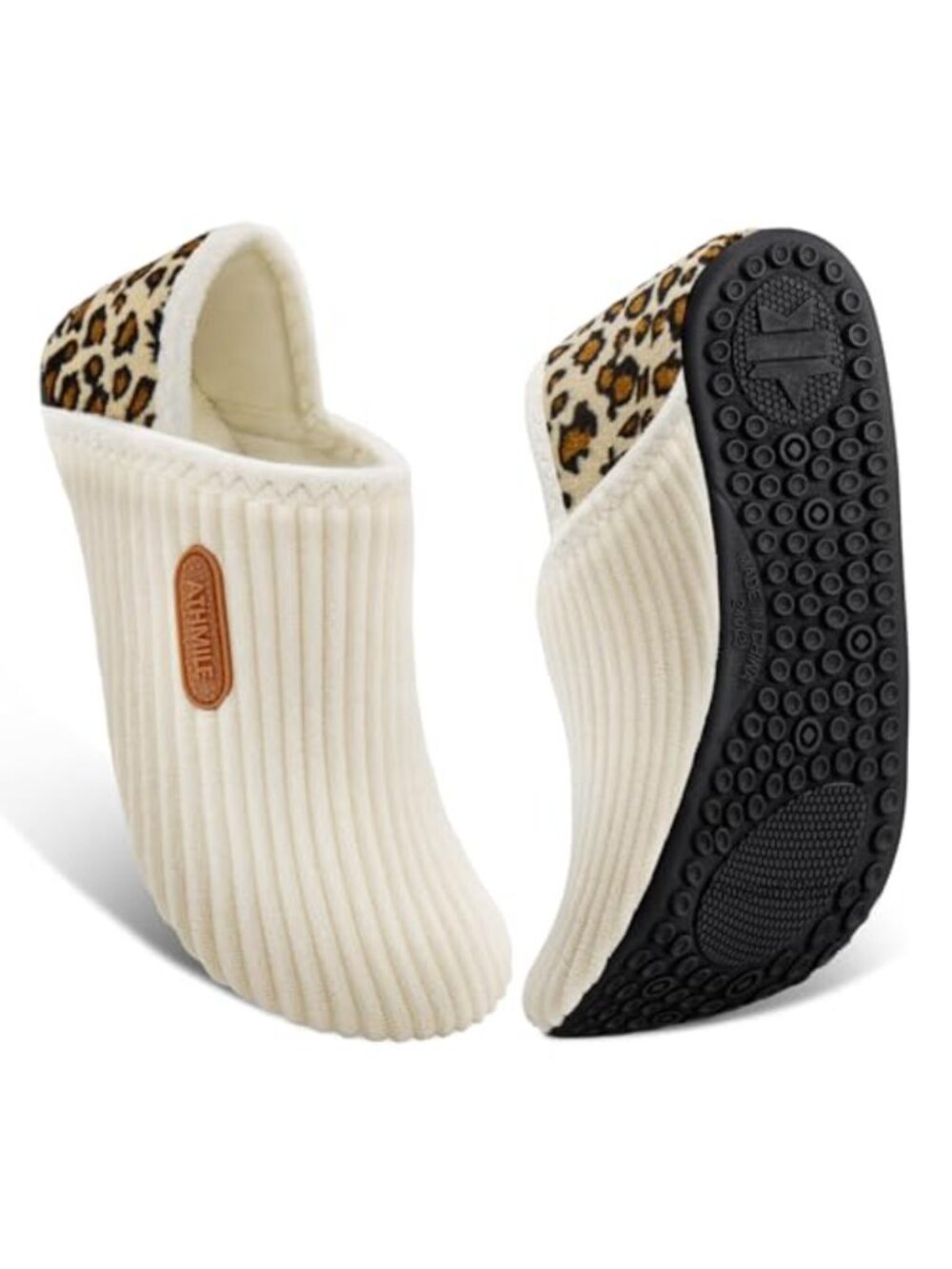Soft Corduroy House Slippers Lightweight Non-Slip Rubber Sole